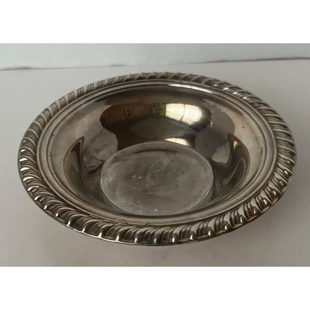 Vintage Wm. Rogers Silverplate Small Candy Bowl Dish Rope Edge Design - Picture 6 of 10